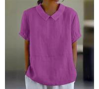 LVYXON Poliestere Manica Corta Button Down Camicetta Femmina | Morbido tessuto in poliestere, design traspirante, materiale ad asciugatura rapida, tocco delicato sulla pelle