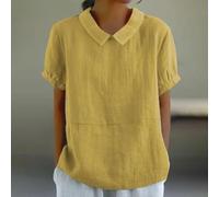 LVYXON Poliestere Manica Corta Button Down Camicetta Femmina | Morbido tessuto in poliestere, design traspirante, materiale ad asciugatura rapida, tocco delicato sulla pelle