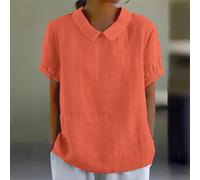 LVYXON Poliestere Manica Corta Button Down Camicetta Femmina | Morbido tessuto in poliestere, design traspirante, materiale ad asciugatura rapida, tocco delicato sulla pelle