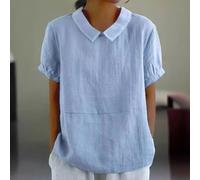 LVYXON Poliestere Manica Corta Button Down Camicetta Femmina | Morbido tessuto in poliestere, design traspirante, materiale ad asciugatura rapida, tocco delicato sulla pelle