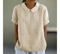 LVYXON Poliestere Manica Corta Button Down Camicetta Femmina | Morbido tessuto in poliestere, design traspirante, materiale ad asciugatura rapida, tocco delicato sulla pelle