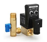 LVYXON Valvola di scarico elettronica automatica per sistemi ad aria compressa, solenoide con timer regolabile, in ottone rame da 1/2", adatta per filtri, essiccatori e serbatoi, finitura nera (DC24V)