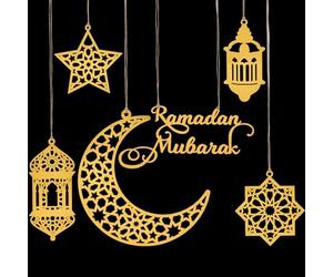 LVZONGXIN 6 ciondoli ornamentali, decorazione Ramadan Kareem, Akryl Ramadan Eid Mubarak.