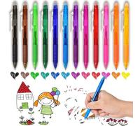 LVZONGXIN Set di penne a sfera colorate cancellabili, 12 colori, penna gel cancellabile con gomma, tratto 0,5 mm, ideale per ufficio e scuola, penna gel cancellabile