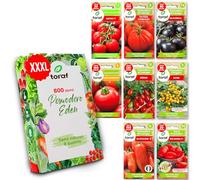 LW TORAF set di semi XXL 8 varietà di ortaggi di prima qualità, 800 semi da orto, piante da giardino, per balcone, cucina, diverse varietà di pomodori, kit per la coltivazione di ortaggi