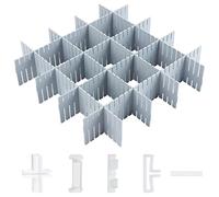 LWAIX Divisorio per Cassetti Divisori Cassetto Separatori per Cassetti Regolabili 16Pcs Organizer per Cassetti per Ufficio Bagno Cucina o Camera da letto 32.4 x 7cm(grigio)