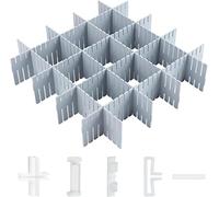 LWAIX Separatori per Cassetti Regolabili Divisori per Cassetti 16PCS Separatore Cassetti Plastica Verde per Ufficio Bagno Cucina o Camera da letto 32.4 x 7cm