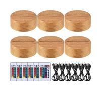 Lwaviwer 6 Pezzi di Base per Lampada a LED Notturna 3D di Natale Regalo Base per Display a Luce LED a 16 Colori con Base per Lampada con USB per