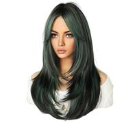 Lwaviwer Parrucca sintetica da 64 cm, capelli lunghi e lunghi, set completo per capelli lunghi femminili, F