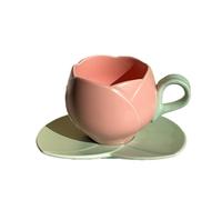 Lwaviwer Tazza da tè in ceramica a forma di fiore da 300 ml, tazza da caffè a forma di tulipano, tazza in ceramica