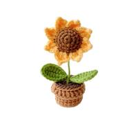 Lwaviwer Un fiore lavorato a mano in vaso all'uncinetto piante artificiali finito tessuto regalo