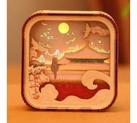 LWCHUANG Luce d'atmosfera per camera da letto, luce notturna in legno per accompagnare la luce notturna, luce notturna decorativa della città proibita, luce notturna alimentata tramite USB