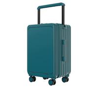LWCHUANG Valigia trolley da 50,8 cm, ampia valigia trolley espandibile, coperchio anteriore apribile, con interfaccia USB, ganci, ruote silenziose, valigia elegante, adatta per studenti e adulti, Blu
