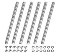 LWCUSNJ 6 aste completamente filettate M8 x 100 mm, passo filettatura M8-1,25 mm, in acciaio inossidabile 304, con dadi e rondella piatta, per morsetti, ganci e cavallotti (M8 x 100 mm)