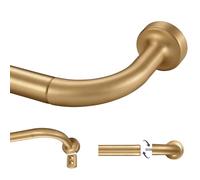 Lwiiom Asta per tende in oro caldo per finestre da 71 a 140 cm, giunzione interna da 2,5 cm di diametro, asta per tenda oscurante regolabile con terminali e staffe in alluminio, design avvolgente