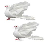 LWINGFLYER 2 colombe volanti bianche, 20,3 cm, artificiale, in schiuma, per artigianato, decorazioni per matrimoni, feste, accessori per albero di Natale (piccole colombe volanti)