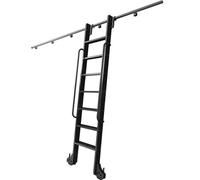 LWJSOCP Kit Completo di ferramenta per Scala Scorrevole da Biblioteca, Kit Binario Scorrevole per Scala, Binario/Guida Rotondo - Kit di Estensione - Sistema di binari scorrevoli per Scale mobili da