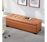 LWJSOCP Pouf Contenitore Moderno, Rettangolare, con Seduta Imbottita e vano portaoggetti Nascosto. Elegante complemento d'arredo per Soggiorno e Ingresso, Marrone Chiaro, 100x45x40 cm (39x18x16 poll