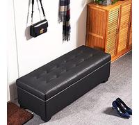 LWJSOCP Pouf Contenitore Moderno Rettangolare Imbottito per Ingresso con vano portaoggetti Nascosto, Elegante complemento d'arredo per Soggiorno e corridoio, Nero, 60x45x40 cm (24x18x16 Pollici)