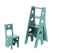 LWJSOCP Scala Pieghevole a 4 Livelli - Sedia in Legno 3 in 1, capacità 330 libbre, Supporto per Piante espositivo Multifunzionale e ripiano portaoggetti per la Cucina di casa, libreria - D