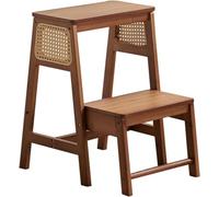 LWJSOCP Sedia Pieghevole Portatile con scaletta - Sgabello in bambù a 2 Livelli per Cucina e Balcone - Facile da riporre, Leggero e Perfetto per Il Tempo Libero (Marrone)