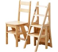 LWJSOCP Sedia Sgabello Pieghevole in Legno - Scaletta a Doppio Uso e Supporto espositivo per Biblioteca Domestica o Cucina - Design salvaspazio e Versatile