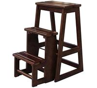 LWJSOCP Sedia Sgabello Pieghevole - Scala Multifunzionale a 3 gradini Tritthocker - Sgabello da Biblioteca in Legno di Noce Scuro - Poggiapiedi Compatto per Uso Domestico e in Ufficio
