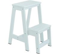 LWJSOCP Sgabello a gradini Pieghevole Multifunzionale, Sgabello a scaletta in Legno massello, Adatto per Biblioteca (Bianco)