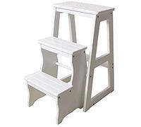 LWJSOCP Sgabello da Arrampicata per Interni, Sgabello con gradini in Legno massello, Sgabello da Cucina, portafiori, Sedia Pieghevole Multifunzione con gradini (Verde)
