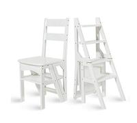 LWJSOCP Sgabello Pieghevole a 4 gradini in Legno massello, Sedia Multifunzione, Scala Portatile Leggera per Attrezzi da Giardino Fre (A)