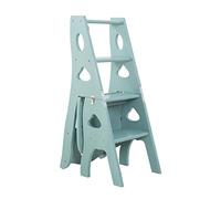 LWJSOCP Sgabello Pieghevole in Legno a 4 gradini con Design Multifunzionale, Sedia Leggera Verde per Scale, libreria, espositore, portavasi e Zona Pranzo