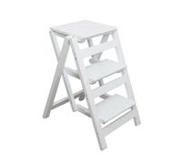 LWJSOCP Sgabello Pieghevole Multifunzionale a Tre Livelli per Scale - Sedia a Scala in Legno massello e portavasi Decorativo per Uso Domestico (Colore ciliegio)