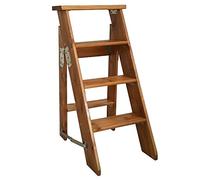 LWJSOCP Sgabello Pieghevole Portatile in Legno - Scala a pioli a 4 gradini per Adulti, Versatile Panca portascarpe e portafiori, Ideale per Interni, Cucina e Bagno - Finitura Noce