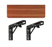 LWJSOCP Tavolo Pieghevole a Parete, salvaspazio, Robusto e Compatto, Ideale per casa/Ufficio/Cucina/Sala da Pranzo, Piano in Legno con 2 staffe in Metallo (Noce e Nero)