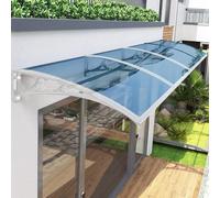 LWJSOCP Tenda da Esterno per finestre e Porte, 60x280 cm, Bianca, Resistente ai Raggi UV, con Staffa e Pannello Blu, Ideale per Porta d'ingresso, Patio e Protezione da Pioggia e Sole.