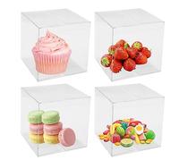 LWMLWM 10 pezzi 12 x 12 x 12 cm trasparenti cubi bomboniere grandi scatole regalo in PVC trasparenti con pellicola protettiva per caramelle, cioccolato, San Valentino