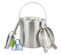 LWMLWM 2L Secchiello per Ghiaccio a Doppia Parete in Acciaio Inox, Secchiello per Ghiaccio con Coperchio, Secchiello Ghiaccio Champagne in Acciaio Inox a Doppio Strato, Ideale per Famiglie e Bar
