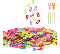 LWMLWM S Clip Loom Bands Connettori, 600 Pezzi Loom Bands Colorful S-Clips Chiusure Braccialetti Ganci per Braccialetti Kit Braccialetti Fai da Te Elastici per Accessori di Gioielli