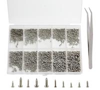 LWMLWM Set di 1200 Mini Viti Autofilettanti - Micro Teste Rotonde per Occhiali, Orologi, Telefoni, Fotocamere, Computer Portatili - M1/M1.2/M1.4/M1.7