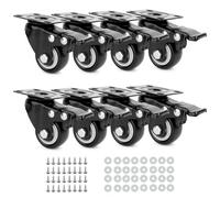 LWMTT 8 Pezzi Rotelle per Mobili 40 mm, Ruote per Mobili con 8 Freni Ruote per Carrello Fino a 200 kg Ruote per Carrello Carichi Pesanti per Mobili, Trasporto, Tavolo e Armadietti