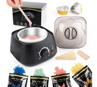 LWMTT Kit Ceretta Brasiliana 500ml Scaldacera Professionale Elettrico con 400g Perle di Cere, Scalda Cera per Ceretta Viso, Sopracciglia, Bikini e Corpo Cera Brasiliana Kit Completo - Nero