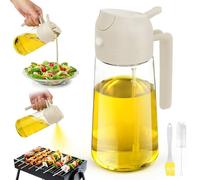 LWMTT Spruzzatore per olio 2 in 1, 470ml Spruzzatore Olio in Vetro, Olio Spray per Friggitrice Ad Aria, Nebulizzatore Olio, Spray Olio Cucina per Grigliare, Cuocere al forno, Insalata (Bianco)