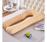 LWODANU Cuscino gonfiabile per gravidanza, a forma di U, cuscino di supporto per il sonno, per donne incinte, per dormire su tutto il corpo (cammello)