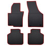 Lwope Car Floor Mats Custom Fit for Volkswagen VW Passat 2012-2024 Black Red Rubber Auto Liner Mats All Weather Protection Heavy Duty Odorless