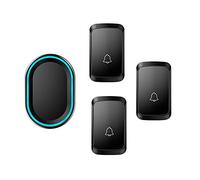 LWPCP Campanelli Wireless, 3 Trasmettitore E 1 Ricevitore,Campanello Senza Fili Portatile con Funzione di Memoria di Spegnimento,Portata 300M,58 Regolabile Melodie,4 Livelli di Volume,Flash LED,Nero