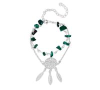 LWQQWL Acchiappasogni, delicato e floreale, con pietra naturale, turchese, malachite, pietra di luna, catena a maglie da 15,8 cm + 5,1 cm, gioiello regalo per donne, Medium, Pietra, Agata