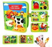 Lwtsrp Busy Board Libro Montessori Interattivo 1 Anno, Quiet Book Sensoriale Educativo, Giochi da Viaggio per Bambini, Giochi Montessori 1 2 3 4 5 6 Anni, Pannello di Feltro attività Ranch Animals