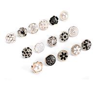 Lwuey Bottone Spilla da Donna - 30 Pezzi Donne Bottone Removibile Chiusure Giacche Senza Cuciture Donna Decorativo Tessuto Vintage Strass Perle per Vestiti Cappotti Jeans Cappelli Decorazioni