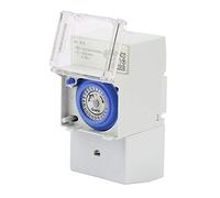 Lwuey Timer Analogico Programmabile,24 Ore Interruttore Meccanico Manuale Automatico 110V a 230V Impermeabile Guida DIN con Copertura Bianco per Luci Esterne Tempo Ciclo PLC Industriale Orologio