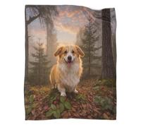 LWXWHR Coperta in Pile Con Corgi, Plaid Coperta Per Letto, Divano, Viaggi,con Forest, Morbido E Caldo Idee Regalo Per Adolescenti E Adulti 50x60inch(127x152cm)